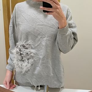Zara grey sweatshirt with fuzzy pocket
